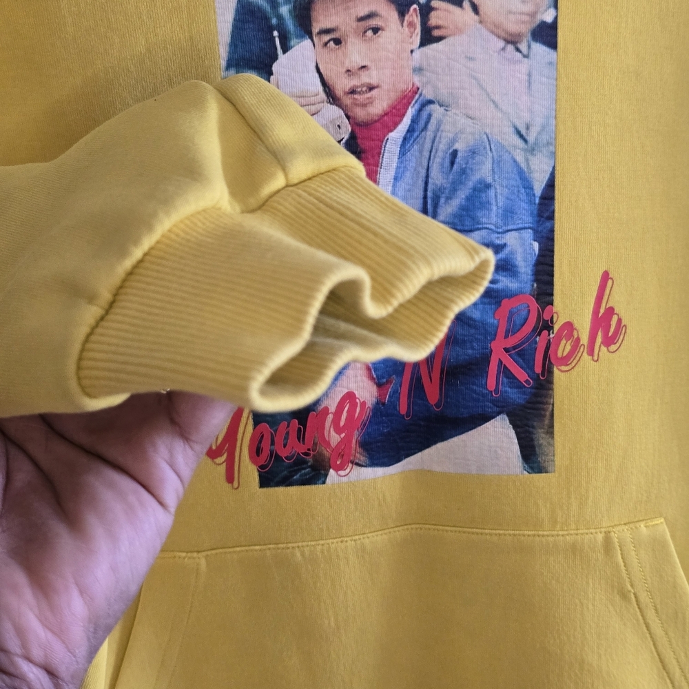 Li-Ning Young N Rich Hoodie Men's M Yellow Retro Graphic Streetwear Gymnast 90s - Picture 9 of 16